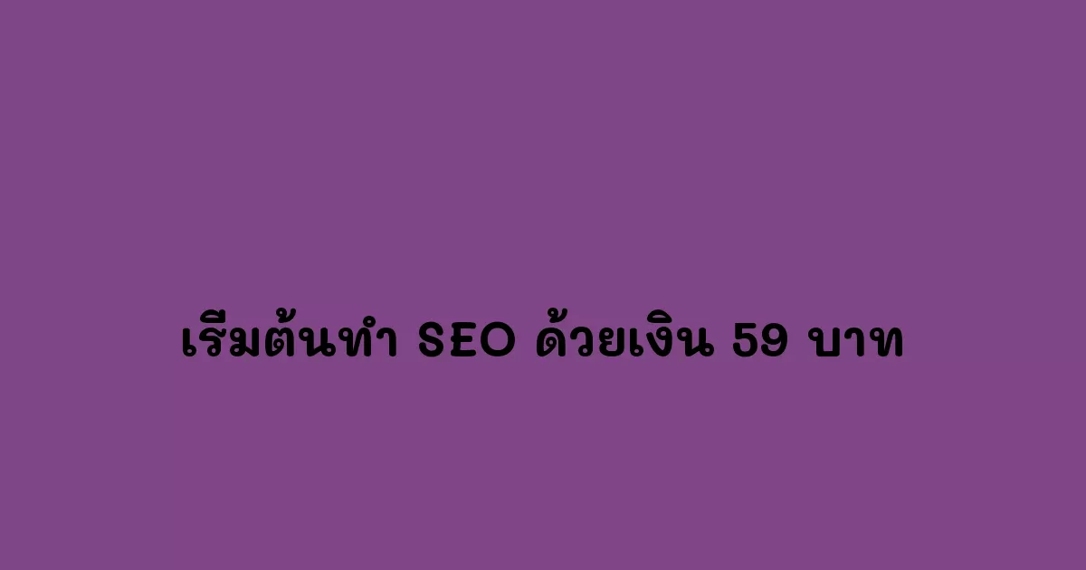 เริ่มต้นทำ SEO ด้วยเงิน 59 บาท